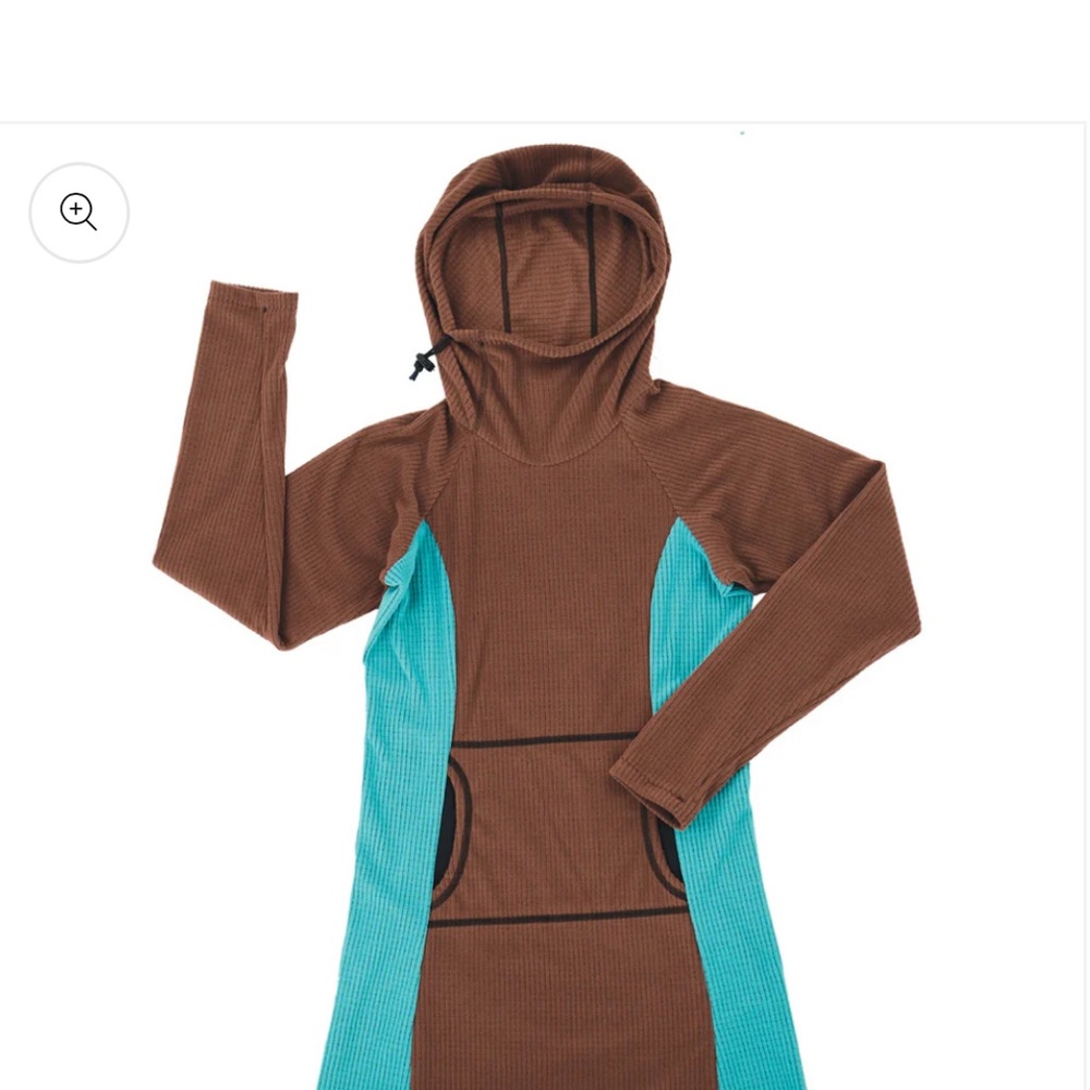 Melanzana Brown & turquoise micro grid dress. Size large